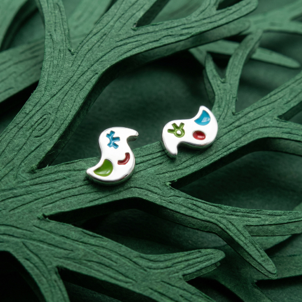 ptaki srebrne kolczyki z emalią m