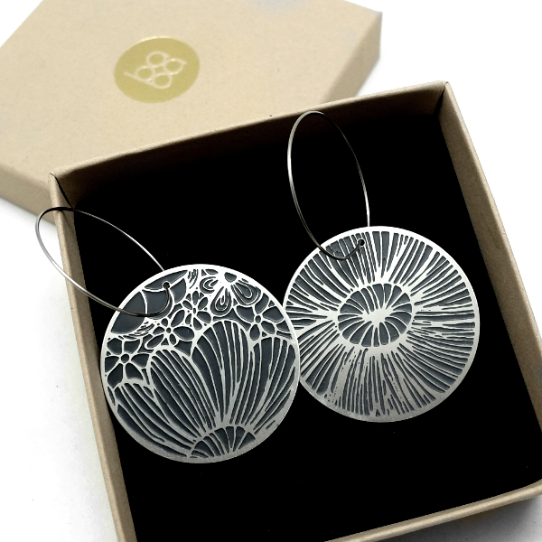 kolczyki koła stalowe czarna emalia m